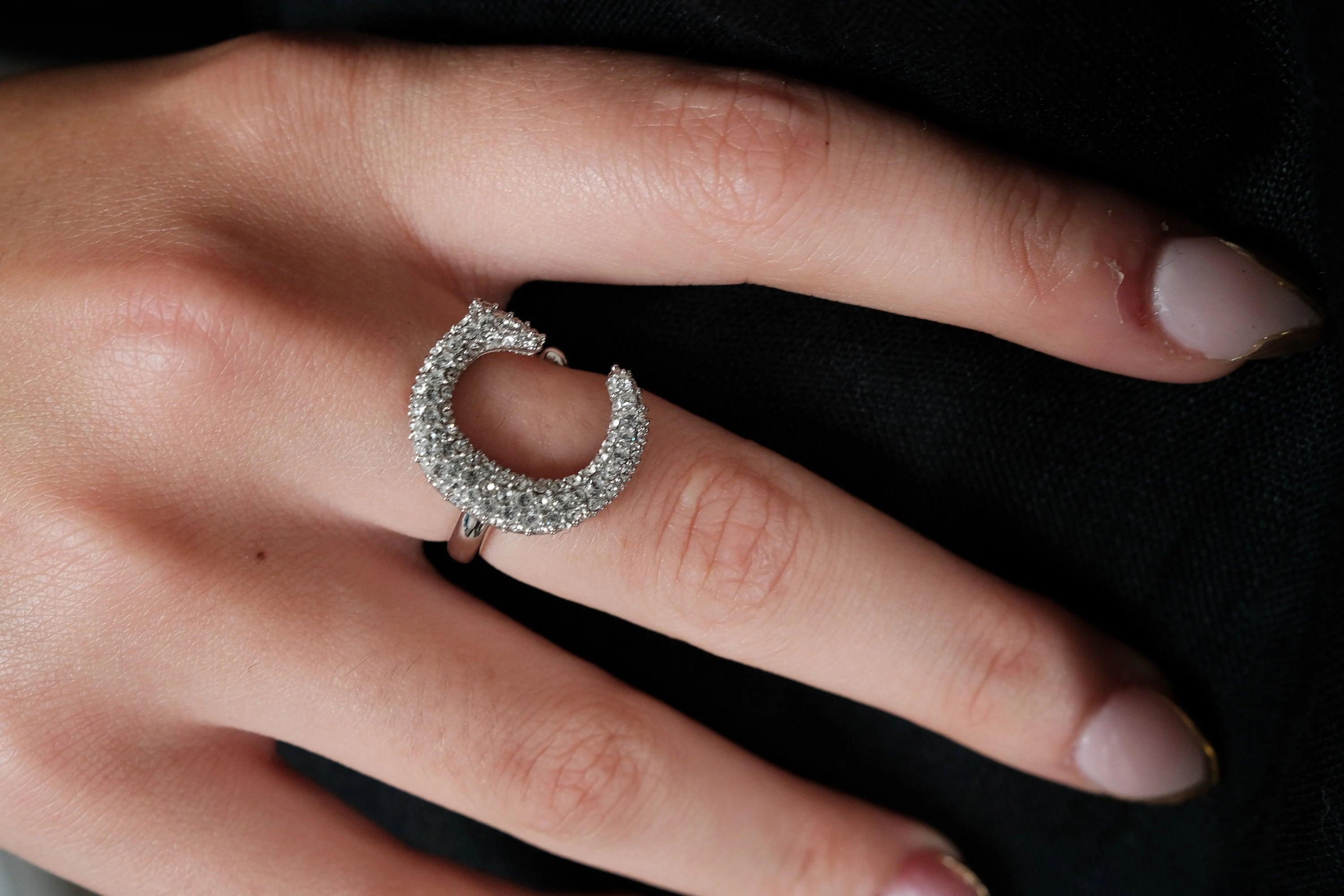 アクセサリー THE LETTERING Alphabet Ring C - Silver JewelersClub Accent Black Diamond Initial Letter Ring for