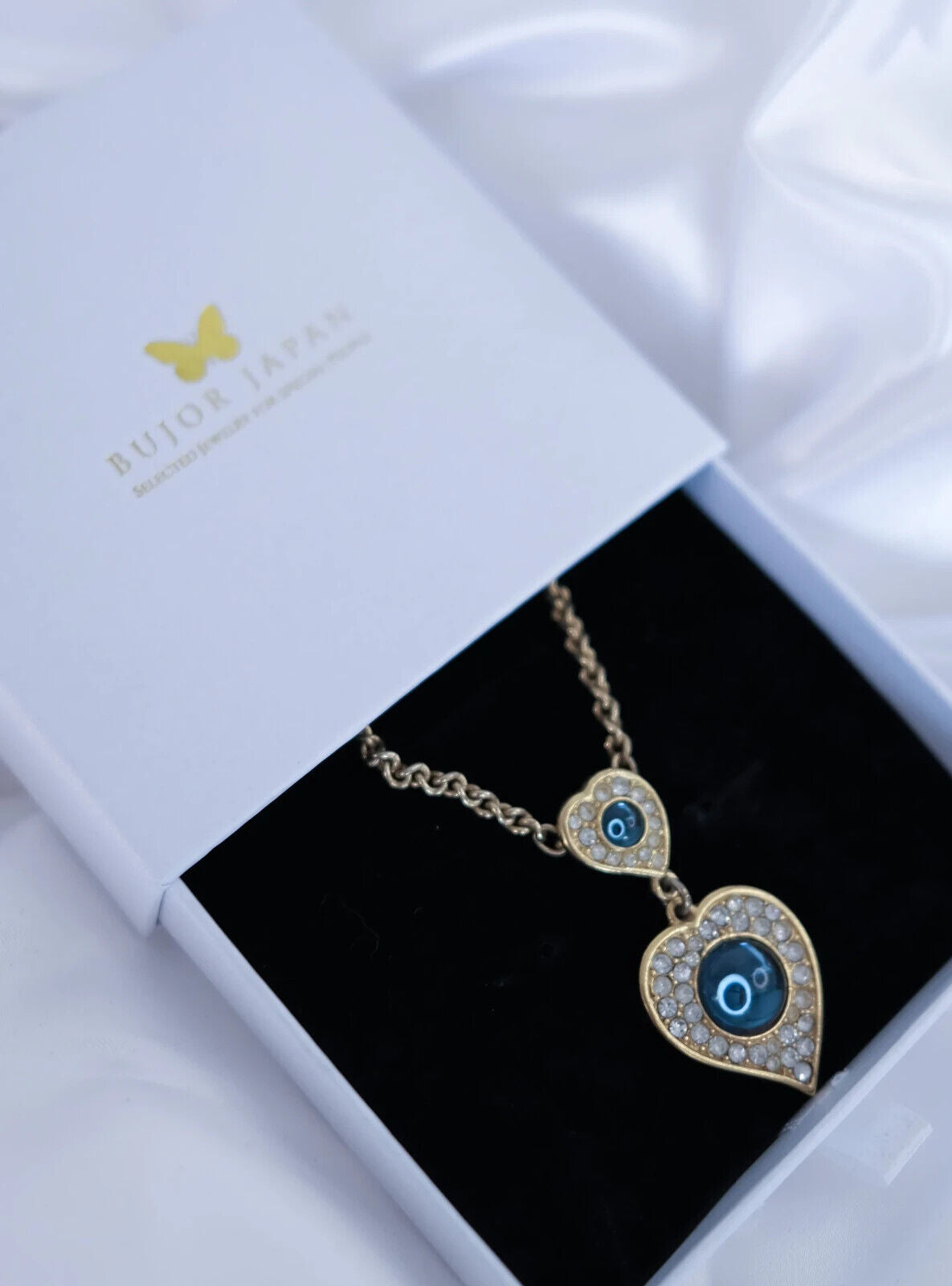Yves Saint Laurent Necklace bridesmaid Vintage YSL necklace blue Sapphire heart, Women Charm Necklace, Bridal Jewelry, Wedding Jewelry