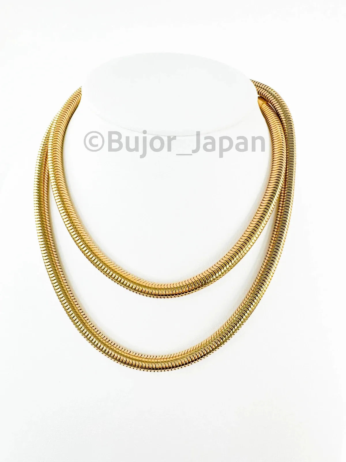 Vintage YSL Yves Saint Laurent Necklace Long Snake chain Gold Tone Uni Bujor Japan