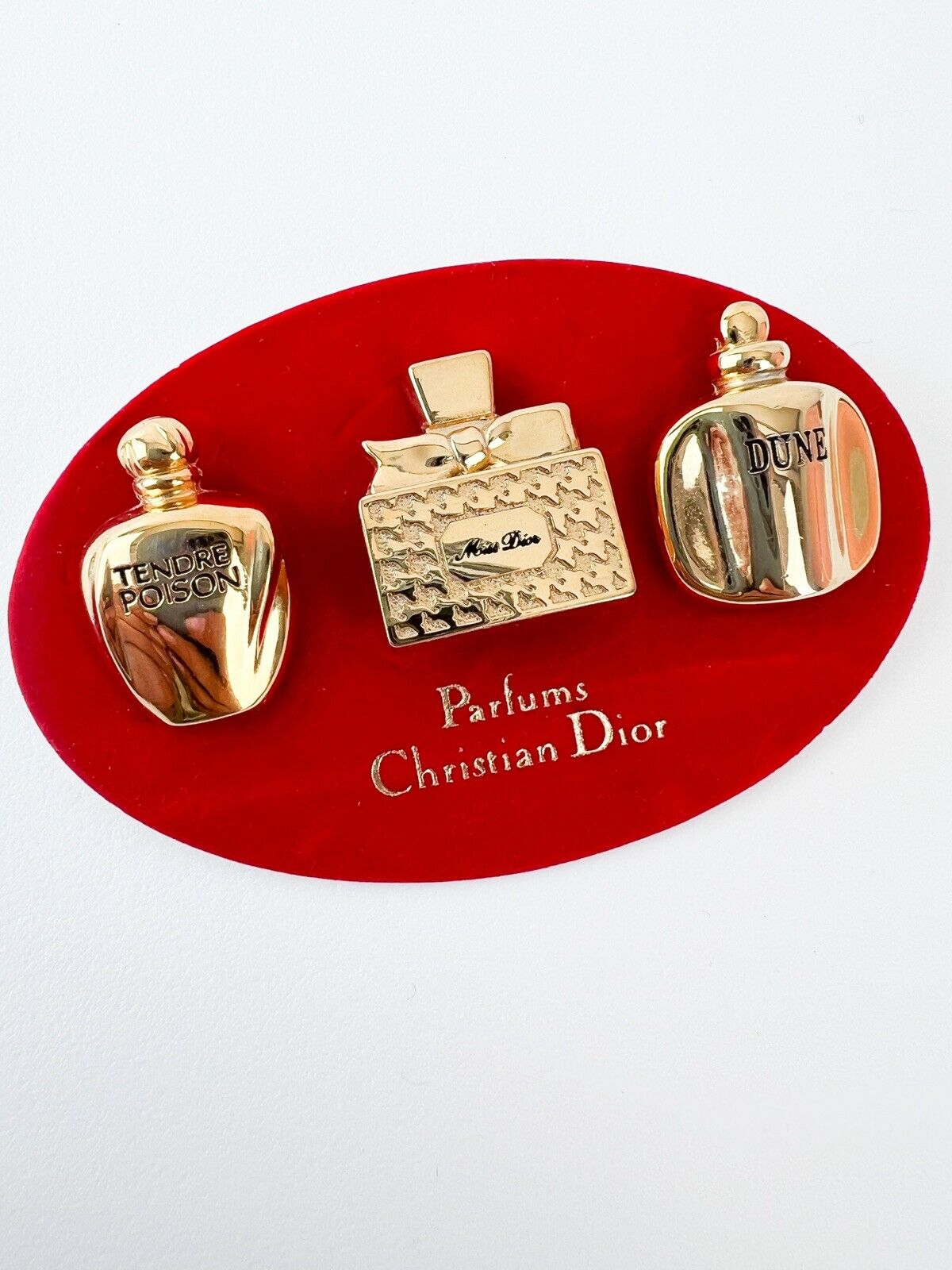 Christian Dior Gold Tone Mini Brooch Pin Sets Perfumes