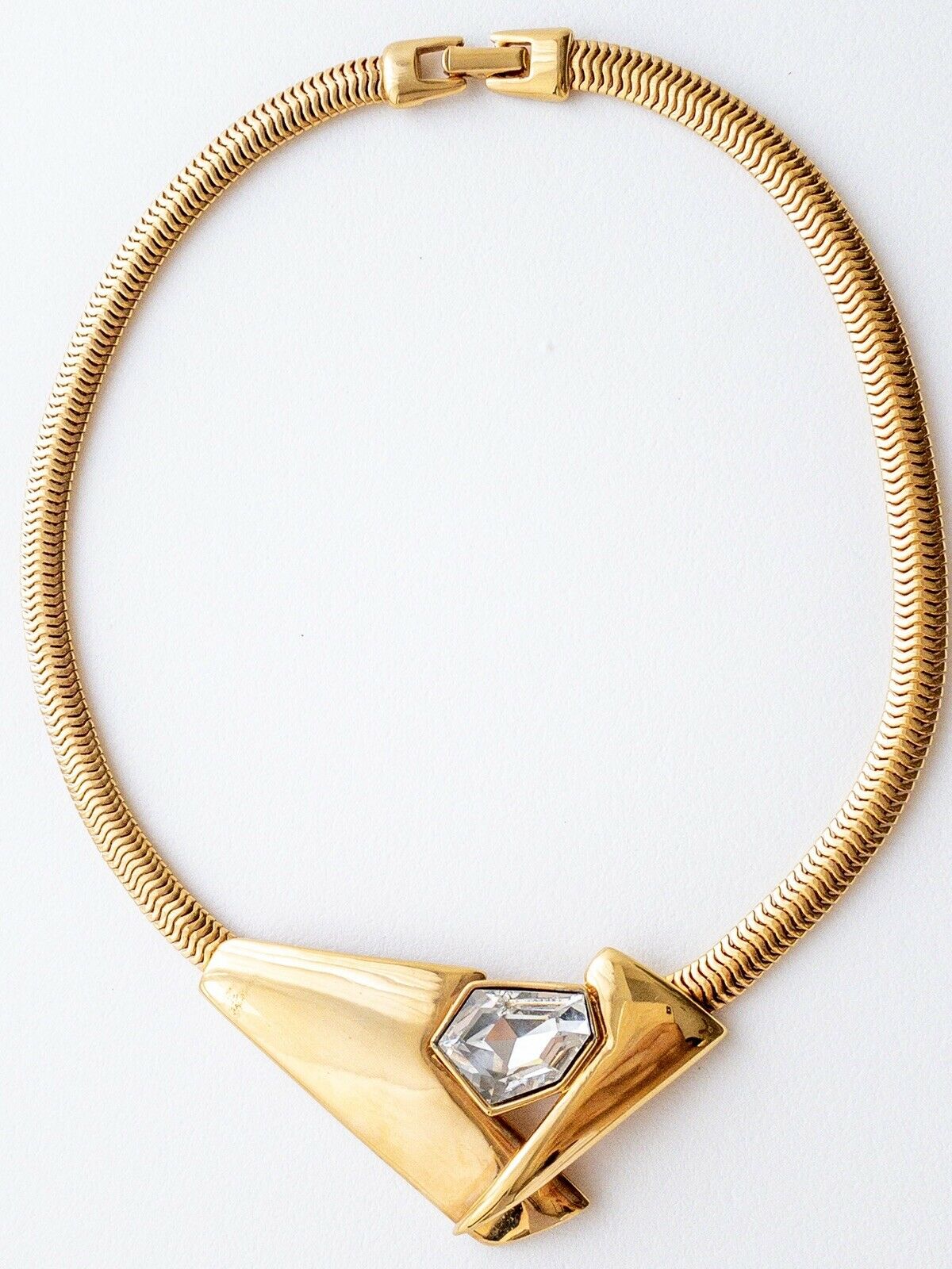 P&M Paris Massive Rhinestones Gold Tone Choker Necklace Vintage 