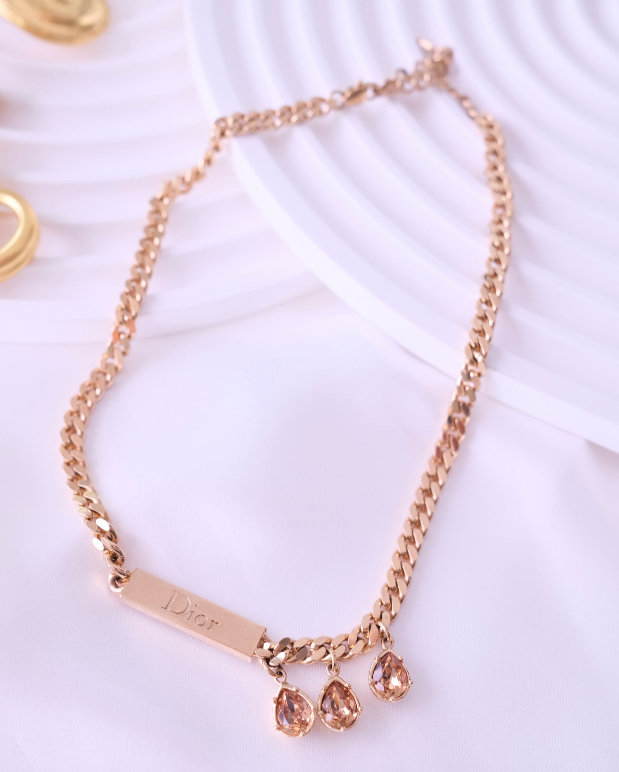 Christian Dior Vintage Gold Tone ID Chain Necklace Rare JOHN GALLIANO
