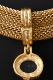 Vintage Givenchy Choker Necklace Gold Mesh Onyx
