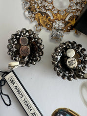 Vintage Chanel earrings, 1995 Chanel jewelry, Chanel crystal earrings, made in France, couture statement earrings, vintage Chanel clip-on