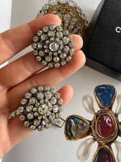 Vintage Chanel earrings, 1995 Chanel jewelry, Chanel crystal earrings, made in France, couture statement earrings, vintage Chanel clip-on