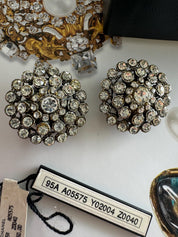 Vintage Chanel earrings, 1995 Chanel jewelry, Chanel crystal earrings, made in France, couture statement earrings, vintage Chanel clip-on