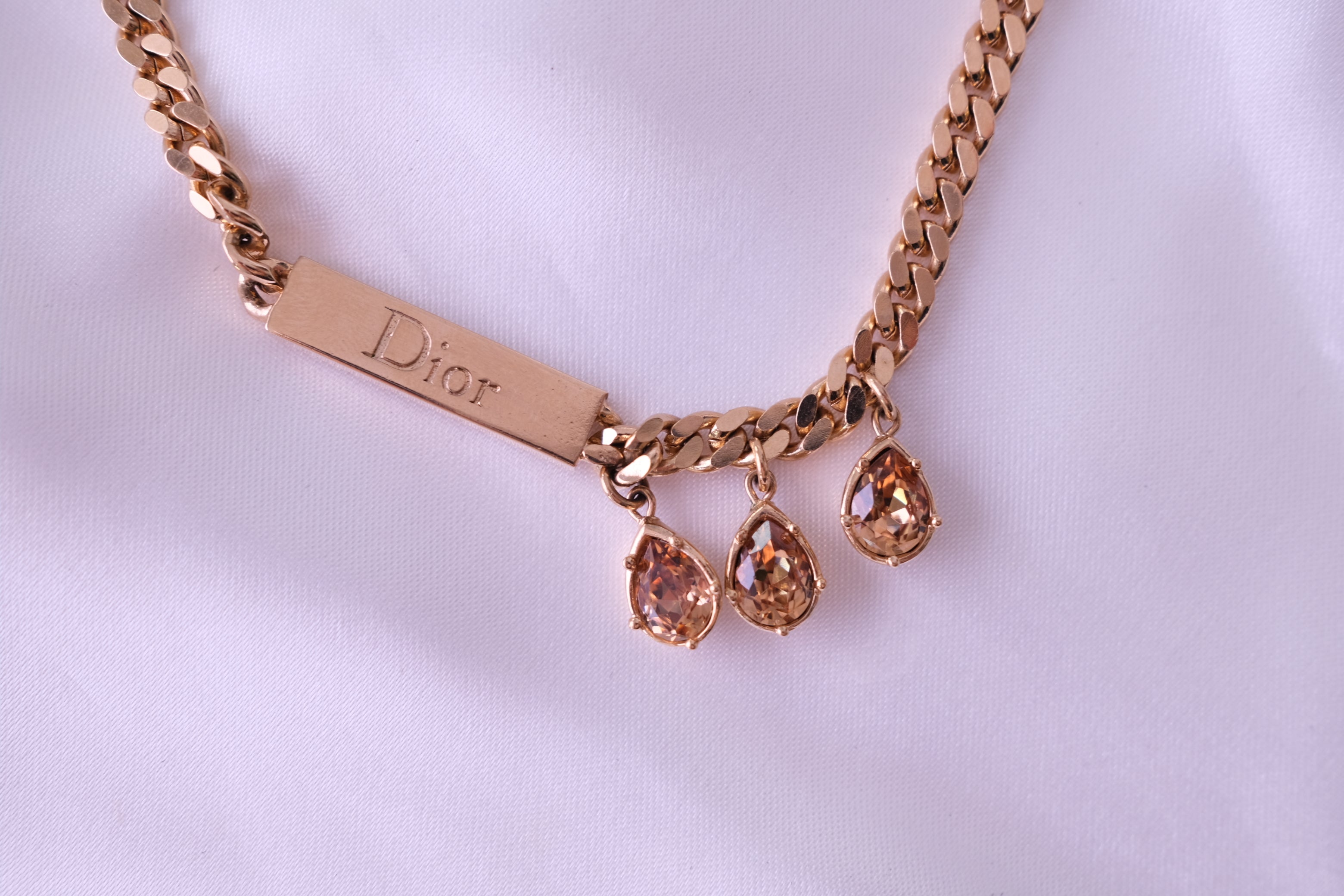 Christian Dior Vintage Gold Tone ID Chain Necklace Rare JOHN GALLIANO