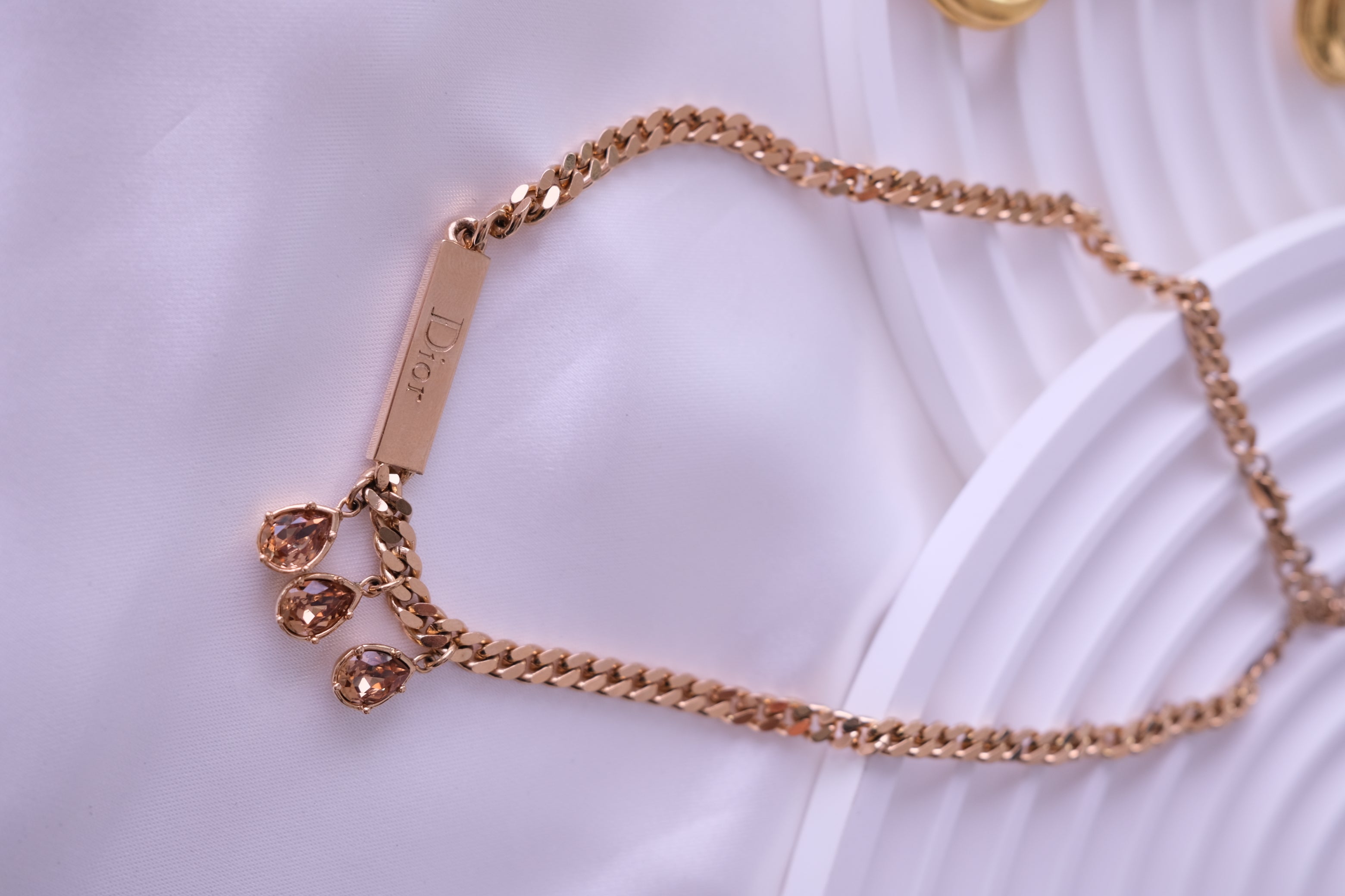 Christian Dior Vintage Gold Tone ID Chain Necklace Rare JOHN GALLIANO