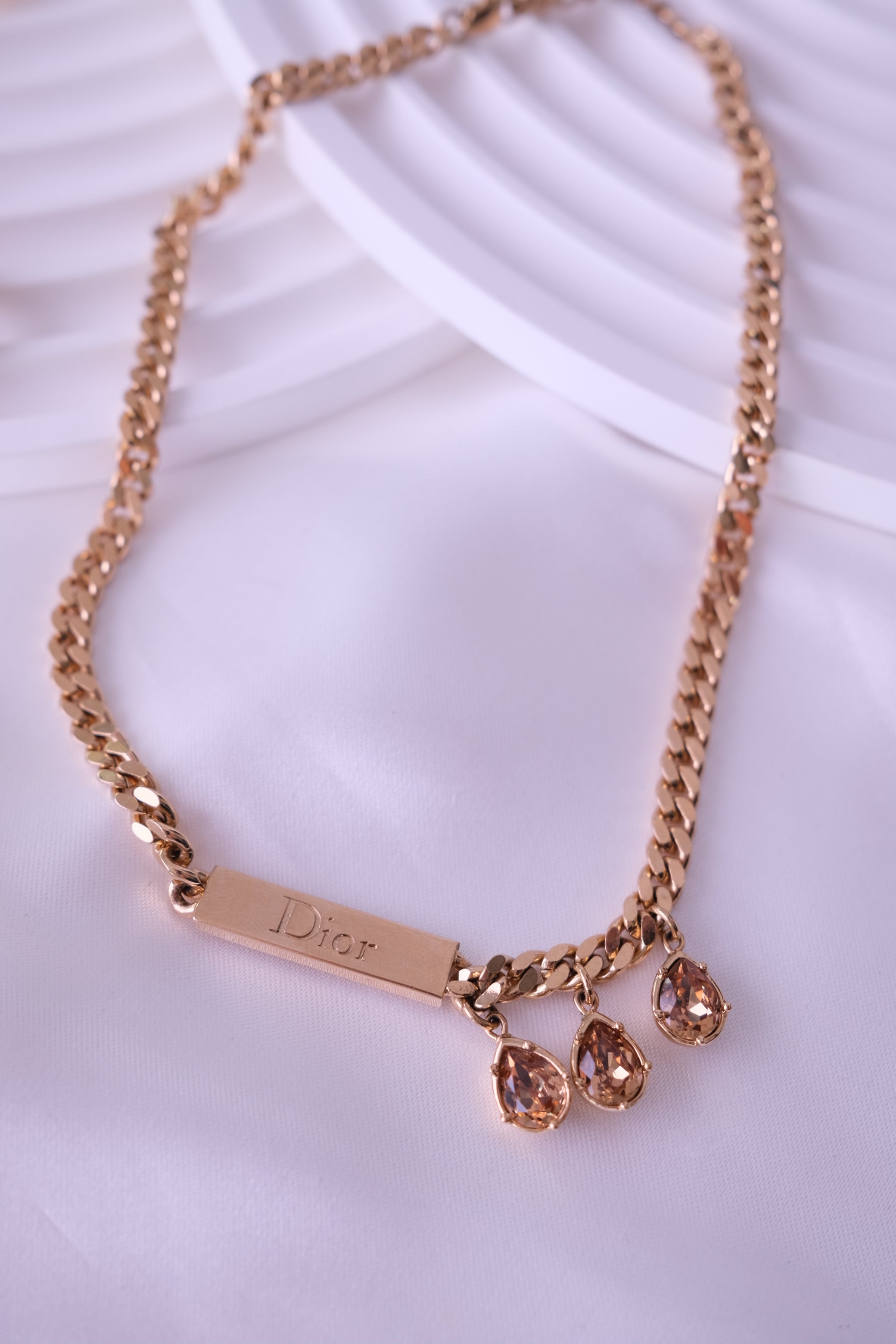 Christian Dior Vintage Gold Tone ID Chain Necklace Rare JOHN GALLIANO