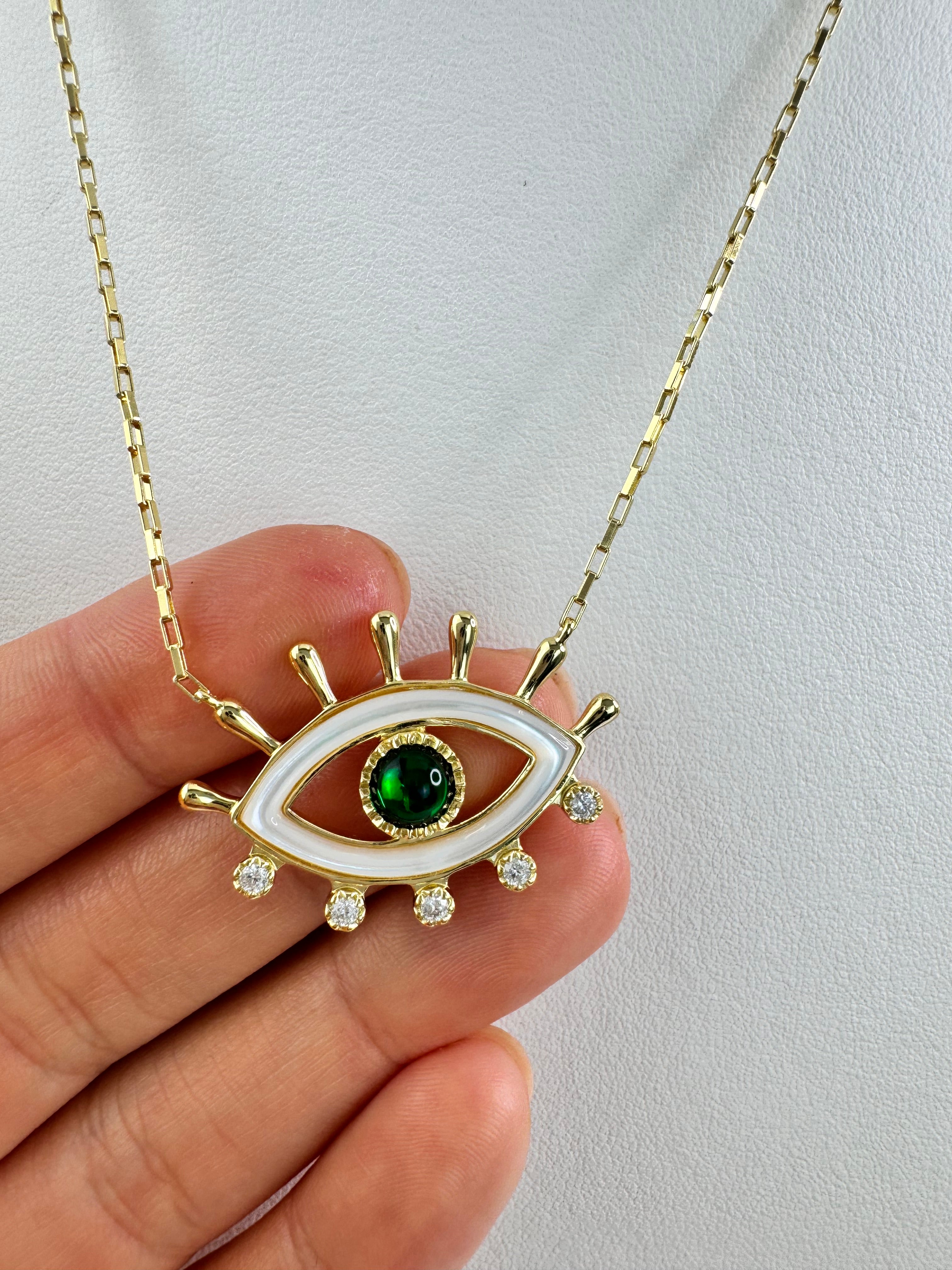 Summer in Greece necklace Eye Necklace, mother of pearl necklace