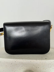 Vintage Celine bag, Celine  Paris Horse carriage Shoulder Bag Black  box Made in Italy, Celine box  bag, Celine 80s, Rare Celine bag