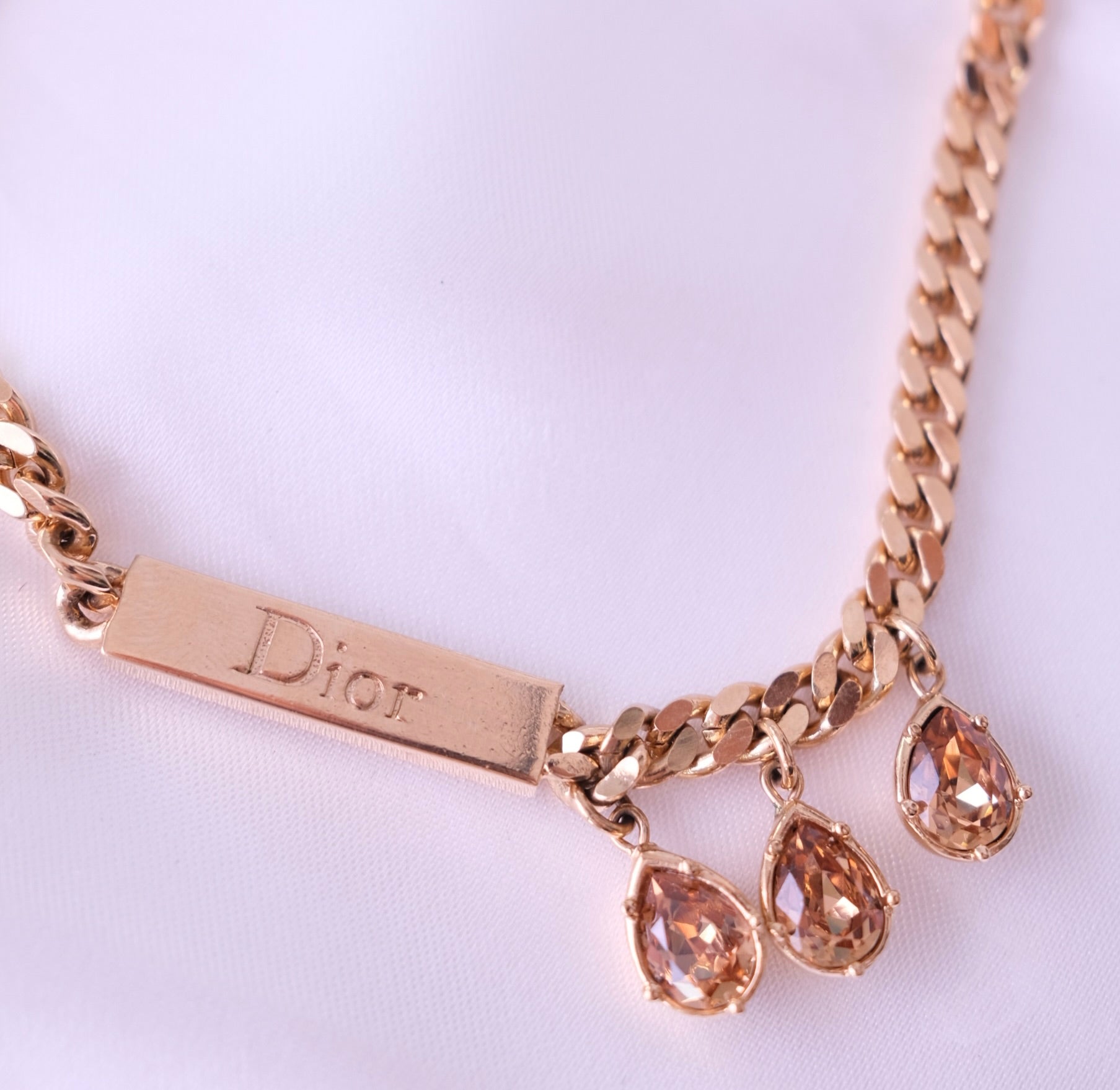 Christian Dior Vintage Gold Tone ID Chain Necklace Rare JOHN GALLIANO