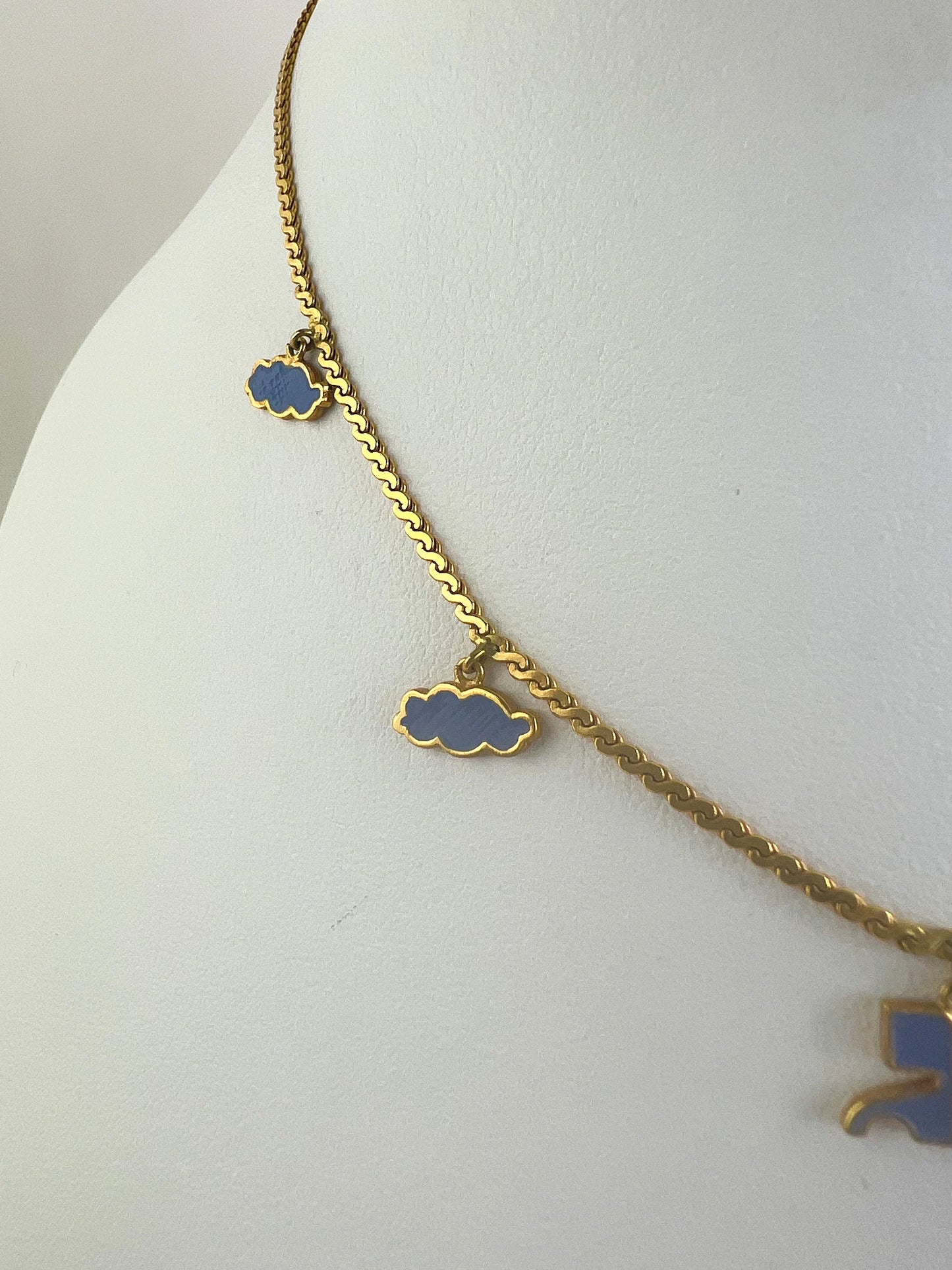 Vintage Courreges, Gold Tiny Logo Necklace, birthday gift for her Dainty & Minimalist Dangling Small Charms Choker Necklace Gold