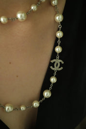 Authentic  Chanel Necklace, Pearl Necklace, Beaded Necklace, Made in France, Charm Necklace, Chain Necklace, Vintage Jewelry