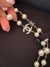 Authentic  Chanel Necklace, Pearl Necklace, Beaded Necklace, Made in France, Charm Necklace, Chain Necklace, Vintage Jewelry