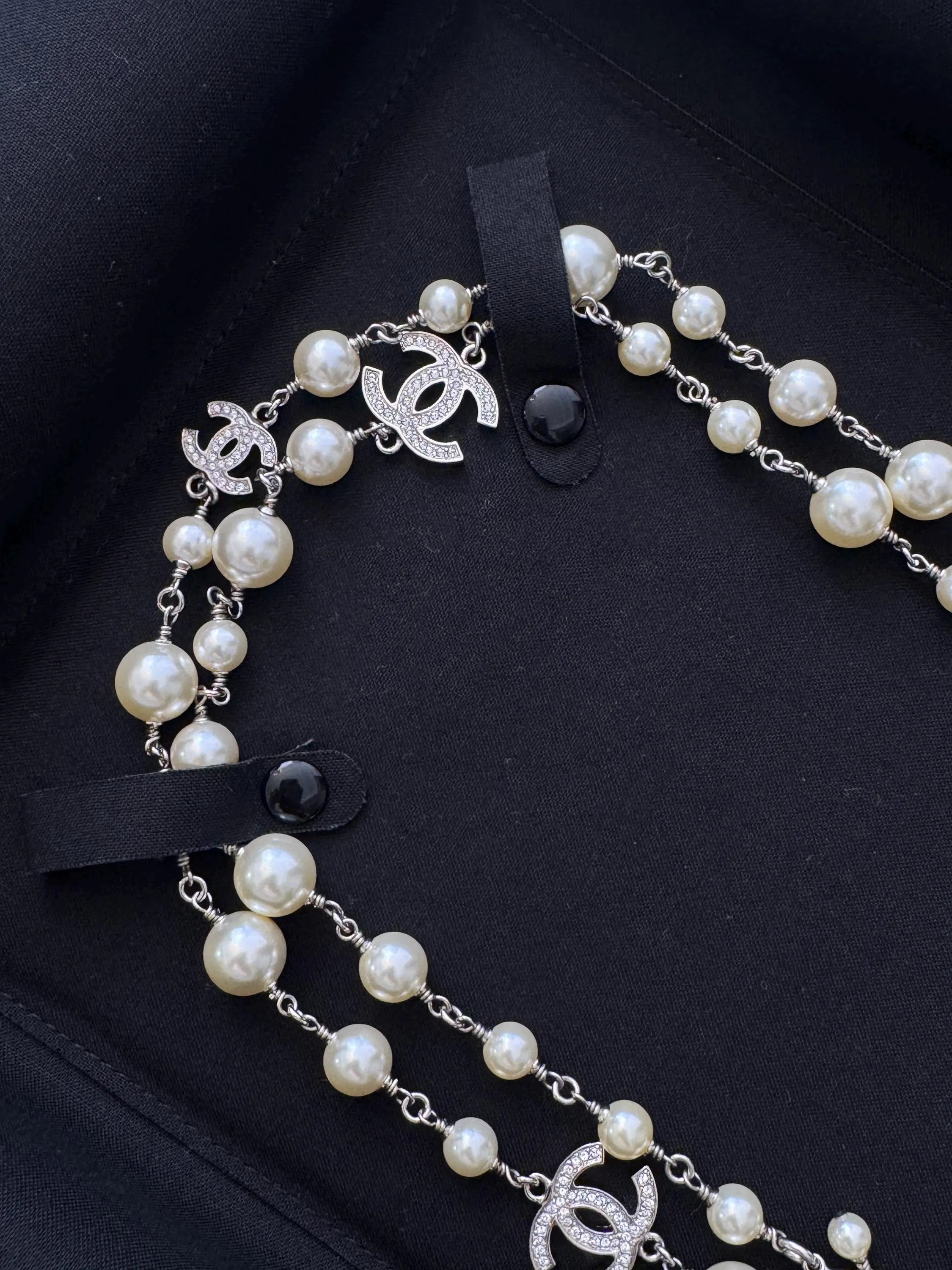 Authentic  Chanel Necklace, Pearl Necklace, Beaded Necklace, Made in France, Charm Necklace, Chain Necklace, Vintage Jewelry