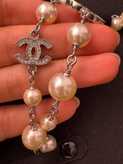 Authentic  Chanel Necklace, Pearl Necklace, Beaded Necklace, Made in France, Charm Necklace, Chain Necklace, Vintage Jewelry