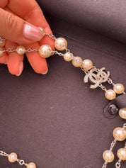 Authentic  Chanel Necklace, Pearl Necklace, Beaded Necklace, Made in France, Charm Necklace, Chain Necklace, Vintage Jewelry