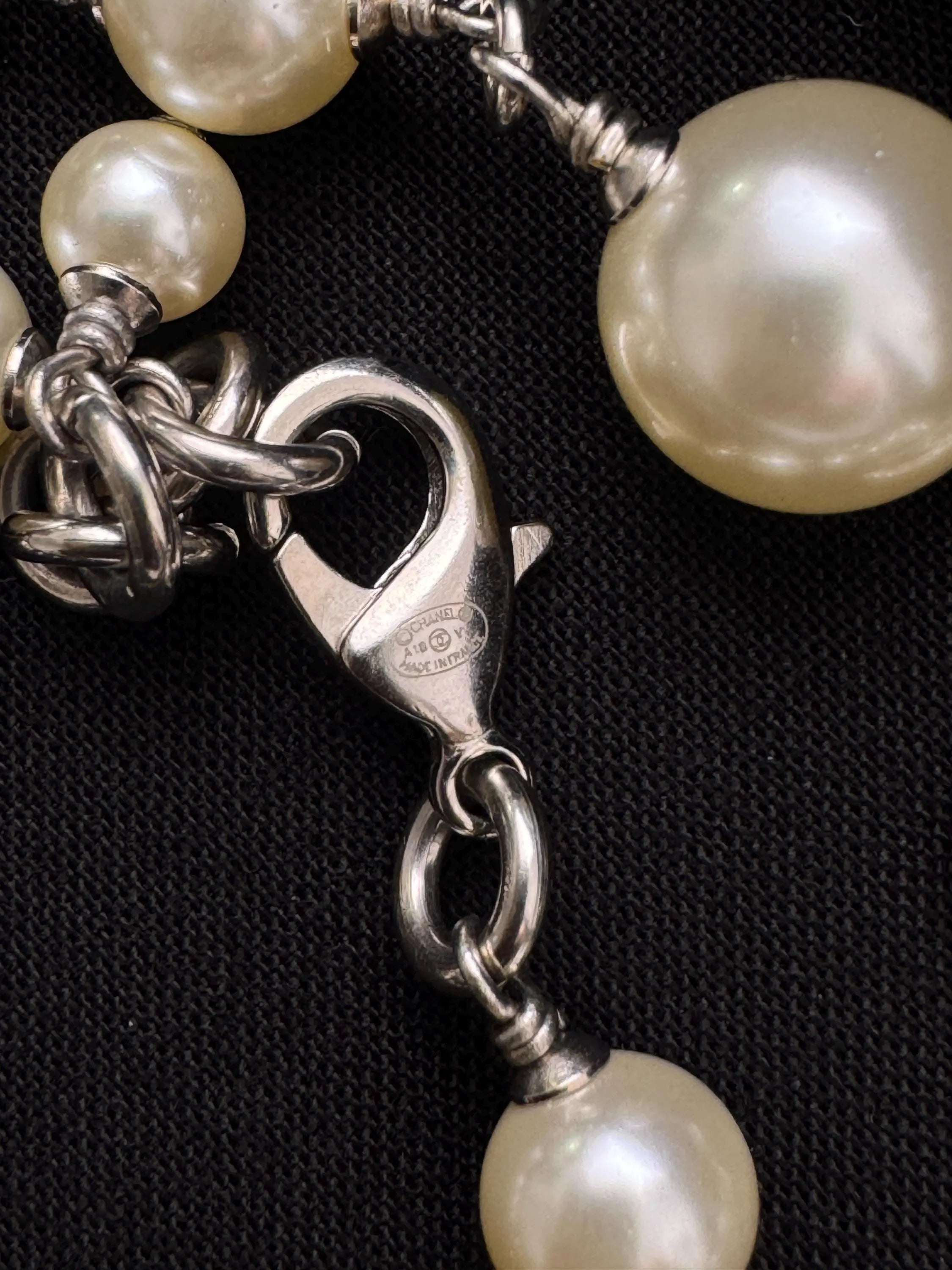 Authentic  Chanel Necklace, Pearl Necklace, Beaded Necklace, Made in France, Charm Necklace, Chain Necklace, Vintage Jewelry