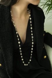 Authentic  Chanel Necklace, Pearl Necklace, Beaded Necklace, Made in France, Charm Necklace, Chain Necklace, Vintage Jewelry
