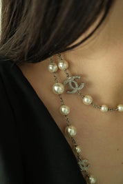 Authentic  Chanel Necklace, Pearl Necklace, Beaded Necklace, Made in France, Charm Necklace, Chain Necklace, Vintage Jewelry