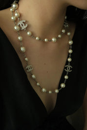 Authentic  Chanel Necklace, Pearl Necklace, Beaded Necklace, Made in France, Charm Necklace, Chain Necklace, Vintage Jewelry