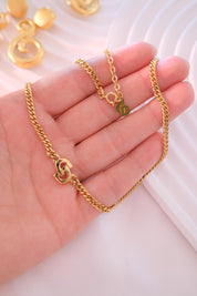 Vintage Christian Dior Gold Choker Necklace: Authentic CD Logo