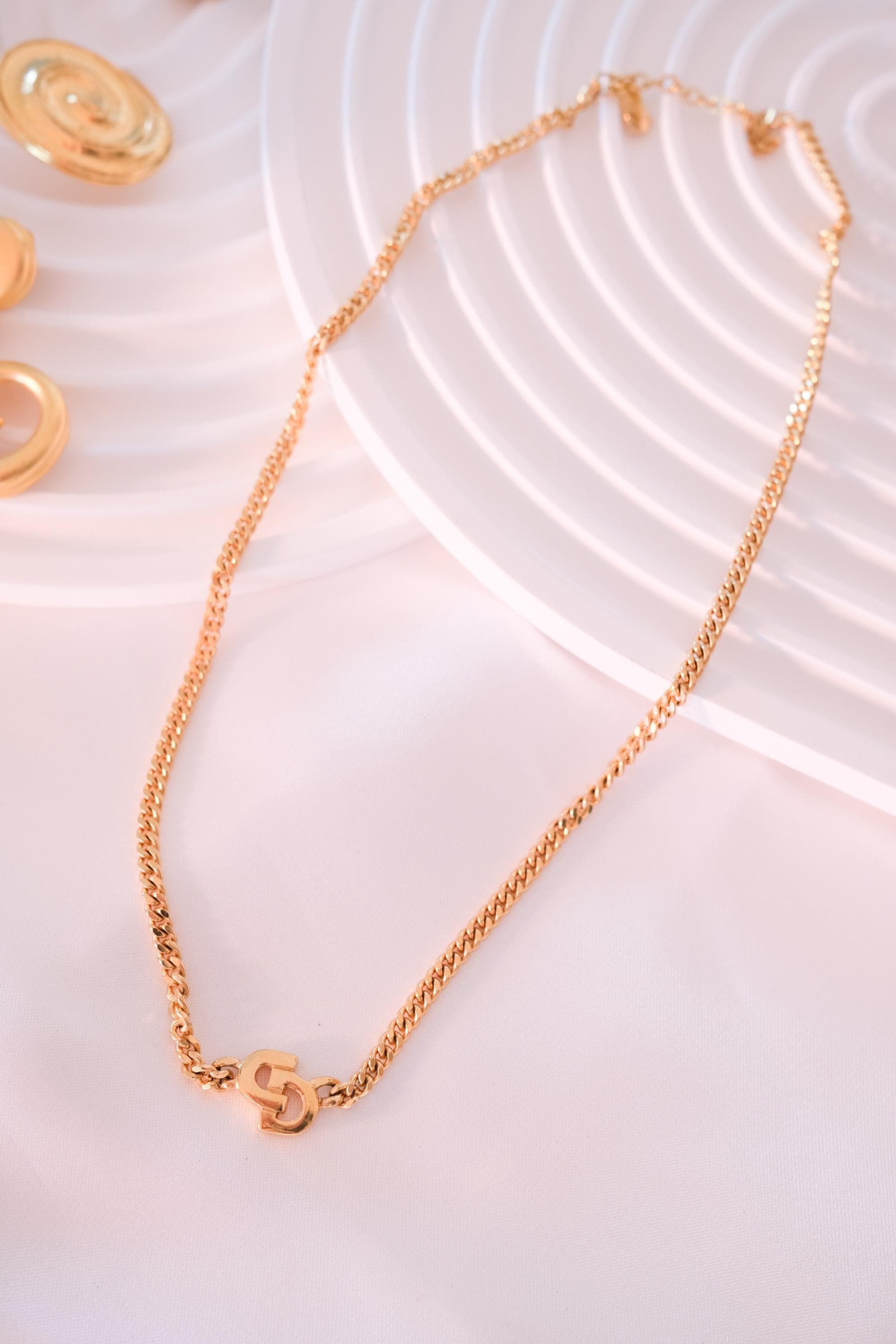 Vintage Christian Dior Gold Choker Necklace: Authentic CD Logo