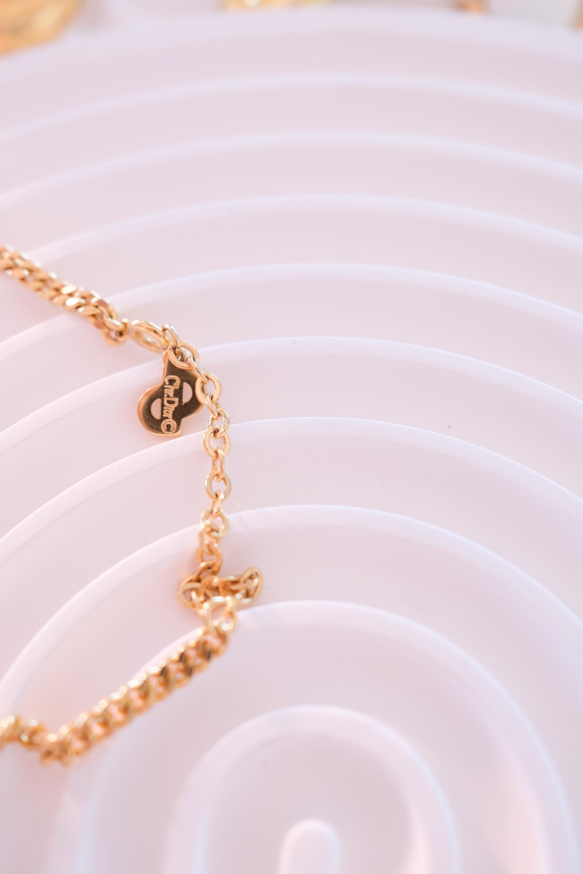 Vintage Christian Dior Gold Choker Necklace: Authentic CD Logo