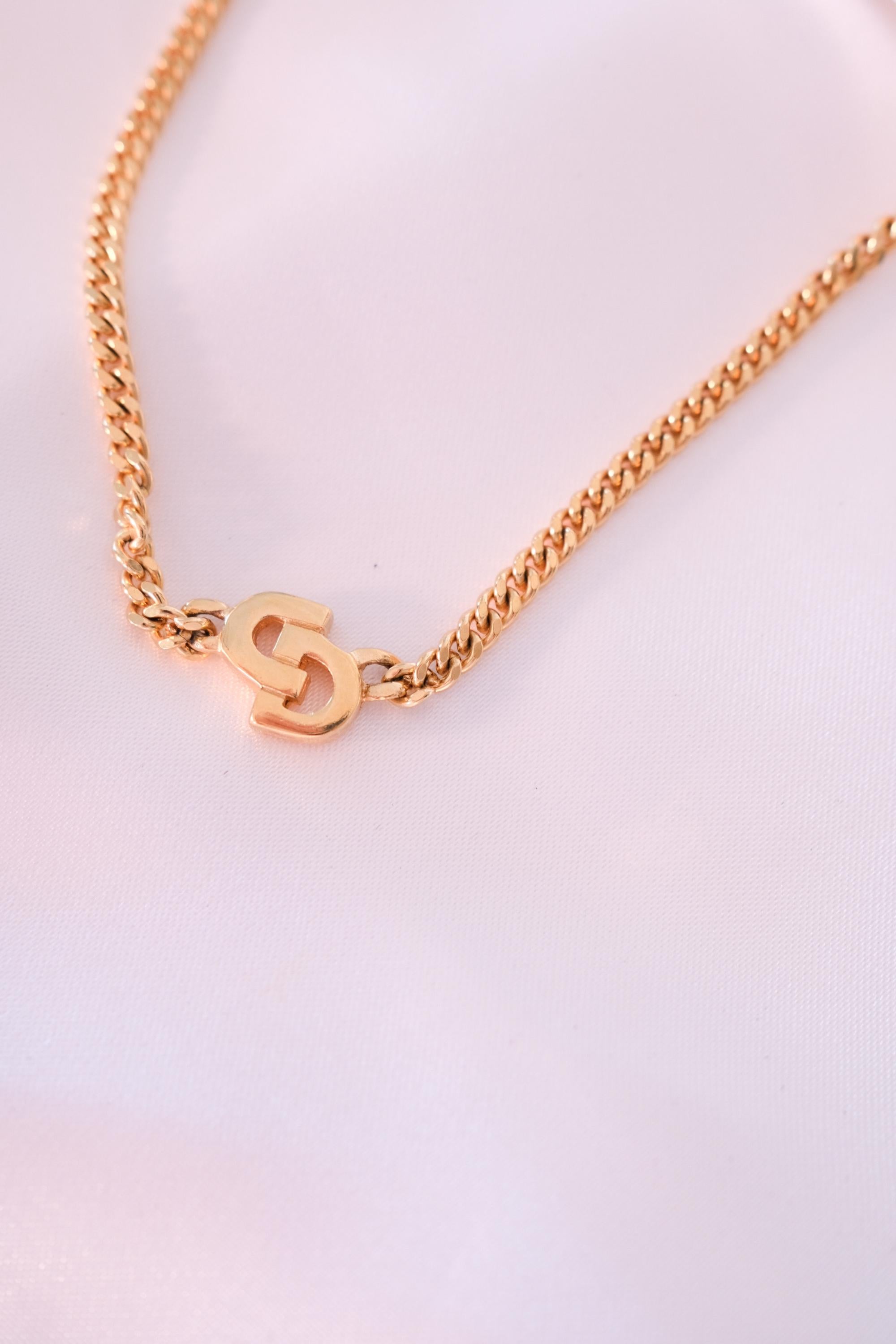 Vintage Christian Dior Gold Choker Necklace: Authentic CD Logo