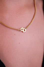 Vintage Christian Dior Gold Choker Necklace: Authentic CD Logo