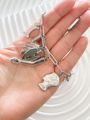 Vintage Christian Dior Silver Tone Logo Bracelet Vintage Multi-Charms Heart Lock John Galliano time, Statement bracelet, Vintage Jewelry