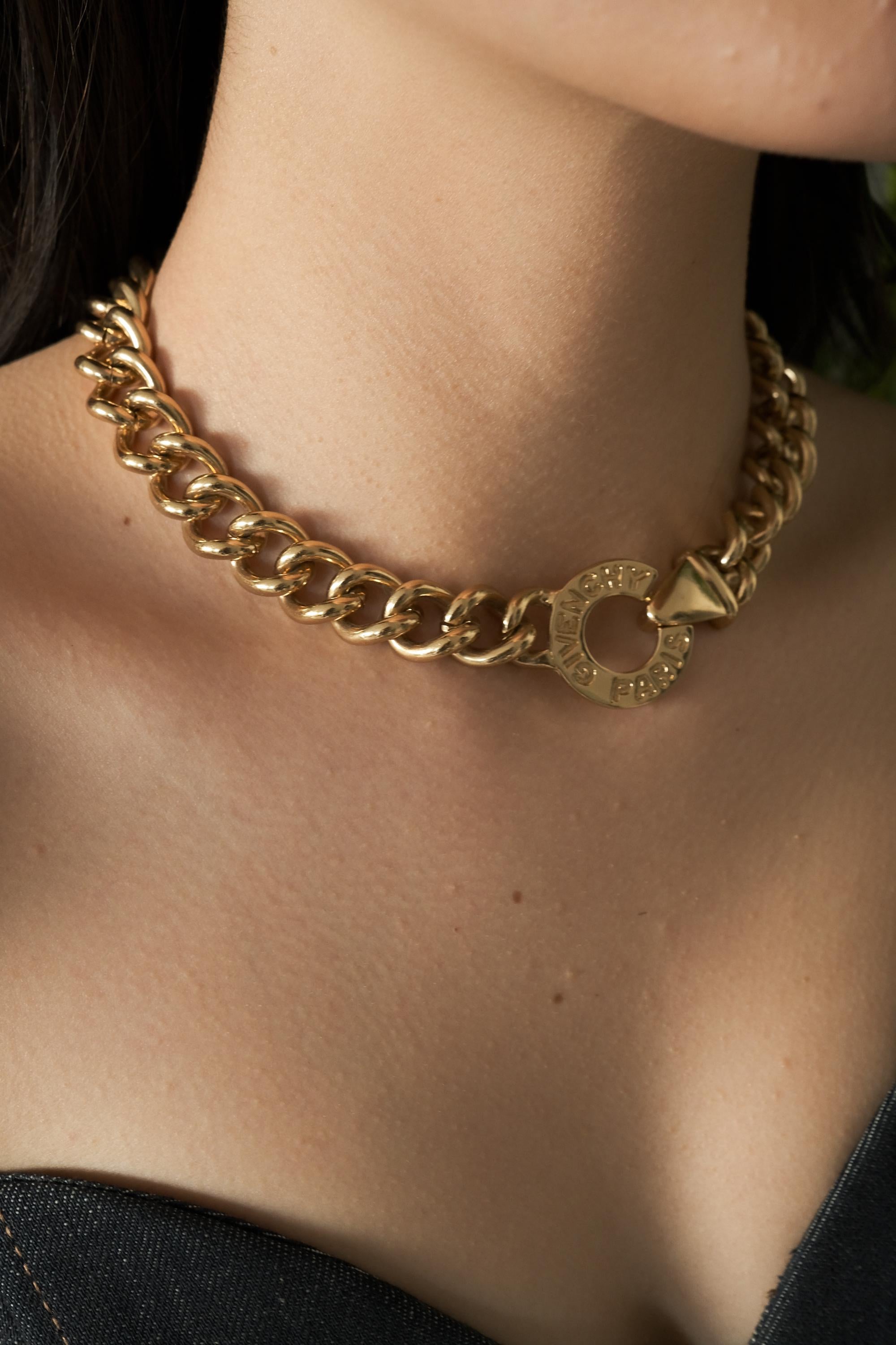 Givenchy Necklace Gold, Bold Chain Choker Necklace Gold Plated Vintage Excellent Condition, Women Jewelry, Chunky chain gold