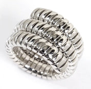 BVLGARI Tubogas Ring, Snake Ring Spiga Ring Serpenti 750WG K18 White Gold Size13,  White Gold Ring Unisex