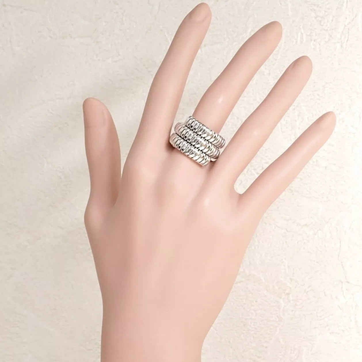 BVLGARI Tubogas Ring, Snake Ring Spiga Ring Serpenti 750WG K18 White Gold Size13,  White Gold Ring Unisex