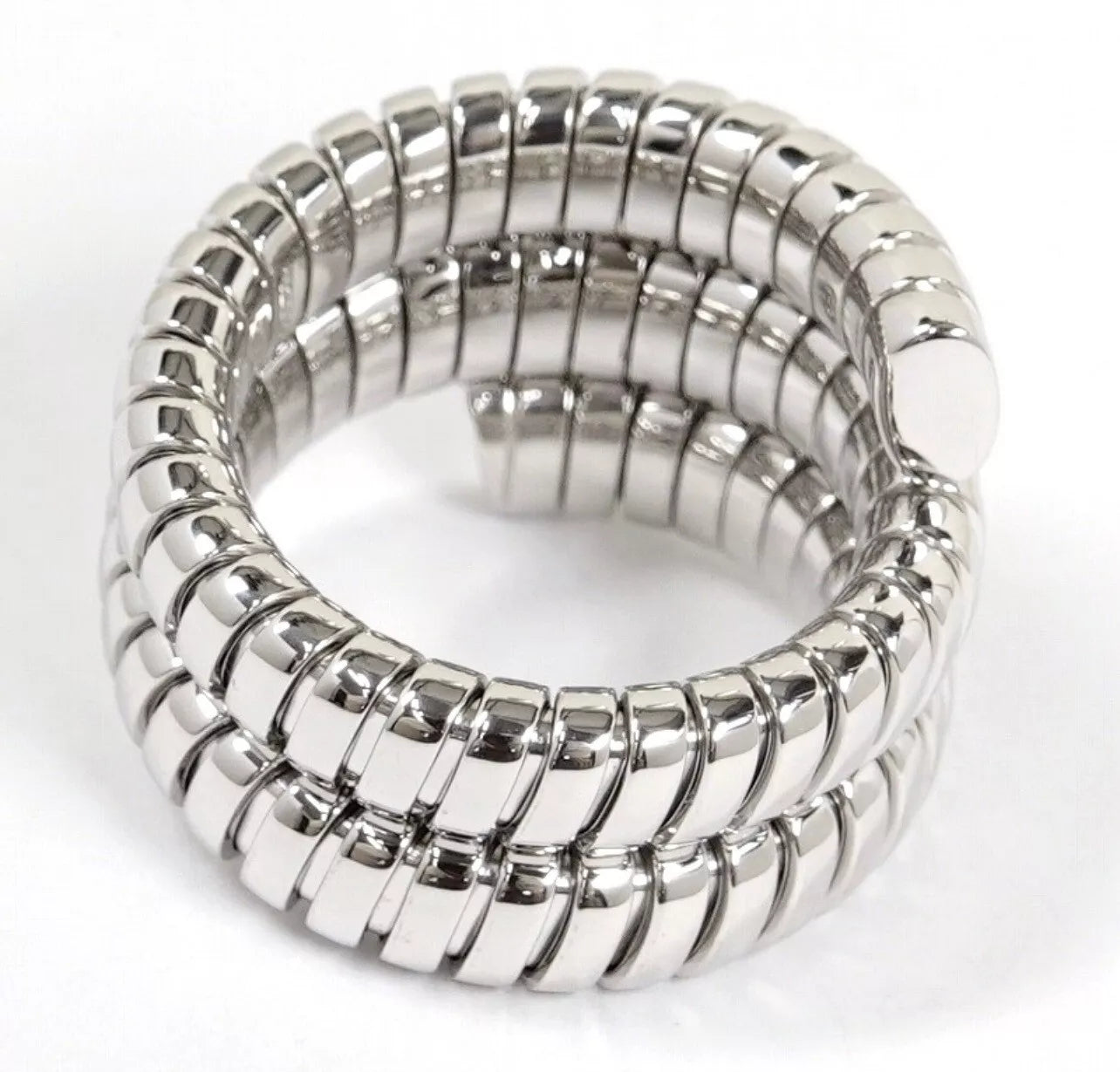 BVLGARI Tubogas Ring, Snake Ring Spiga Ring Serpenti 750WG K18 White Gold Size13,  White Gold Ring Unisex