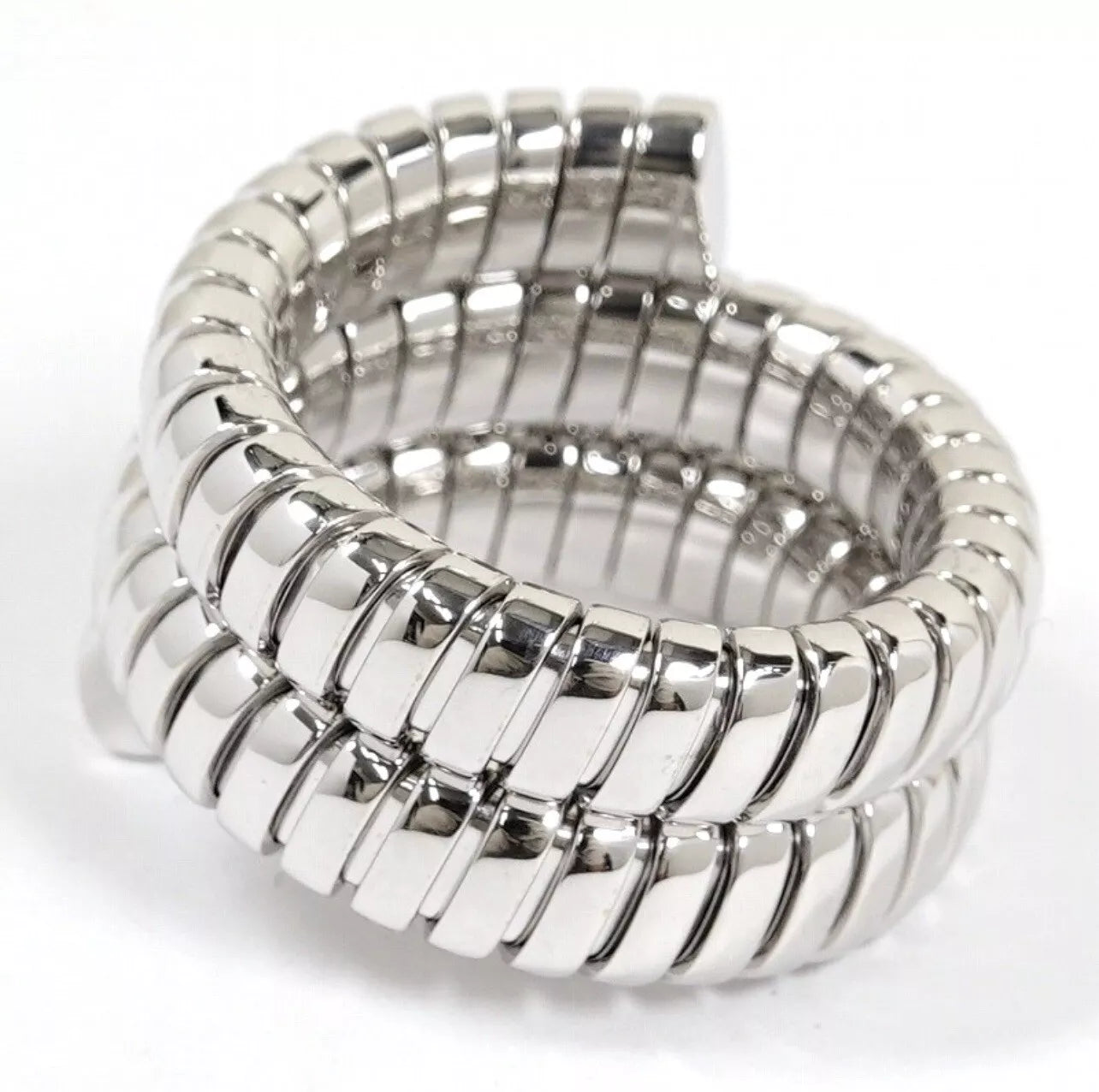BVLGARI Tubogas Ring, Snake Ring Spiga Ring Serpenti 750WG K18 White Gold Size13,  White Gold Ring Unisex