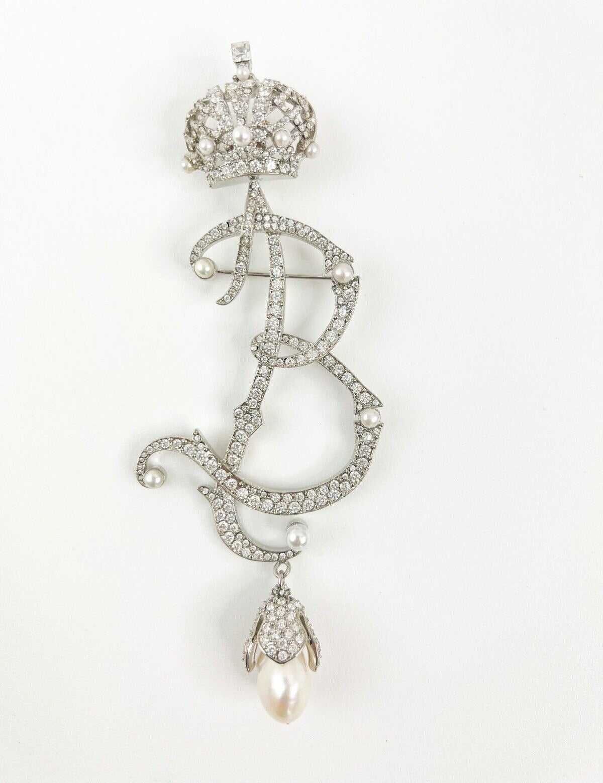 Vintage Balengiaga Brooch Pin, B Brooch Pin pearls, Bridal Jewelry, Balenciaga Palladium, Jewelry Brooch, Queen B ,Personalized Gifts