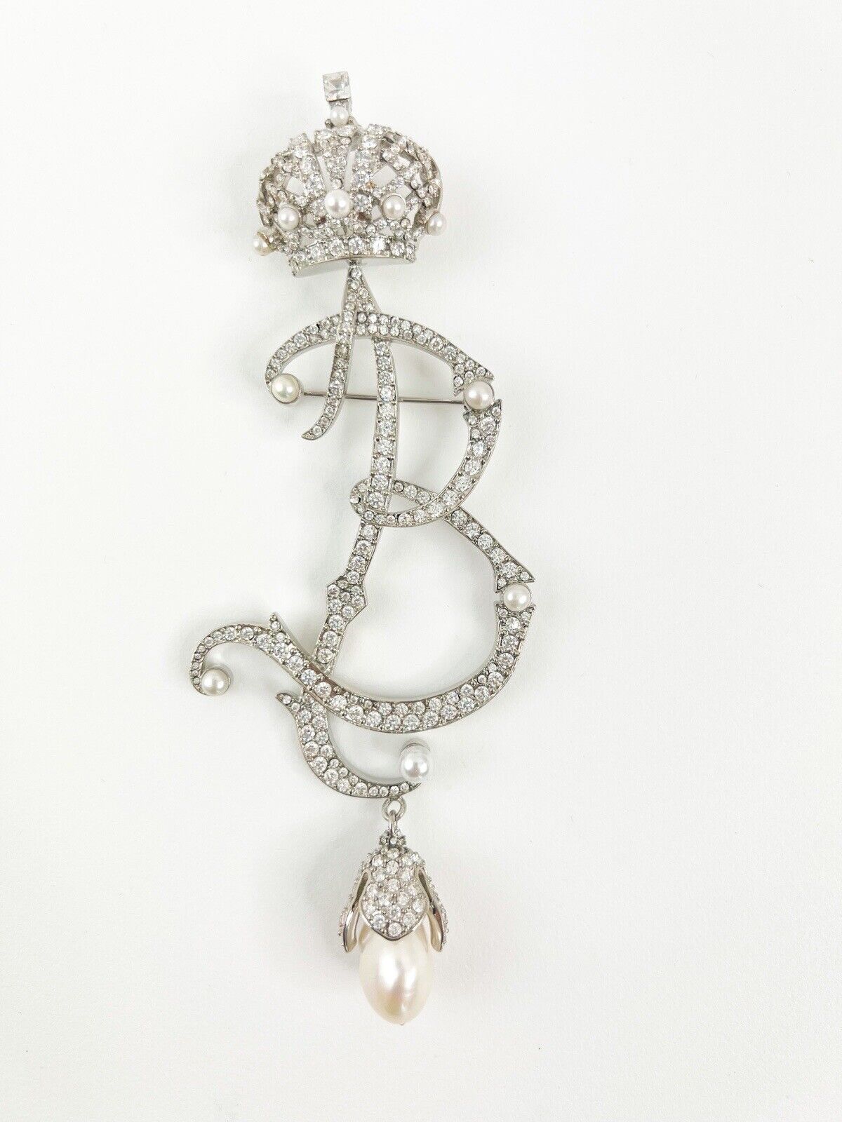 Vintage Balengiaga Brooch Pin, B Brooch Pin pearls, Bridal Jewelry, Balenciaga Palladium, Jewelry Brooch, Queen B ,Personalized Gifts
