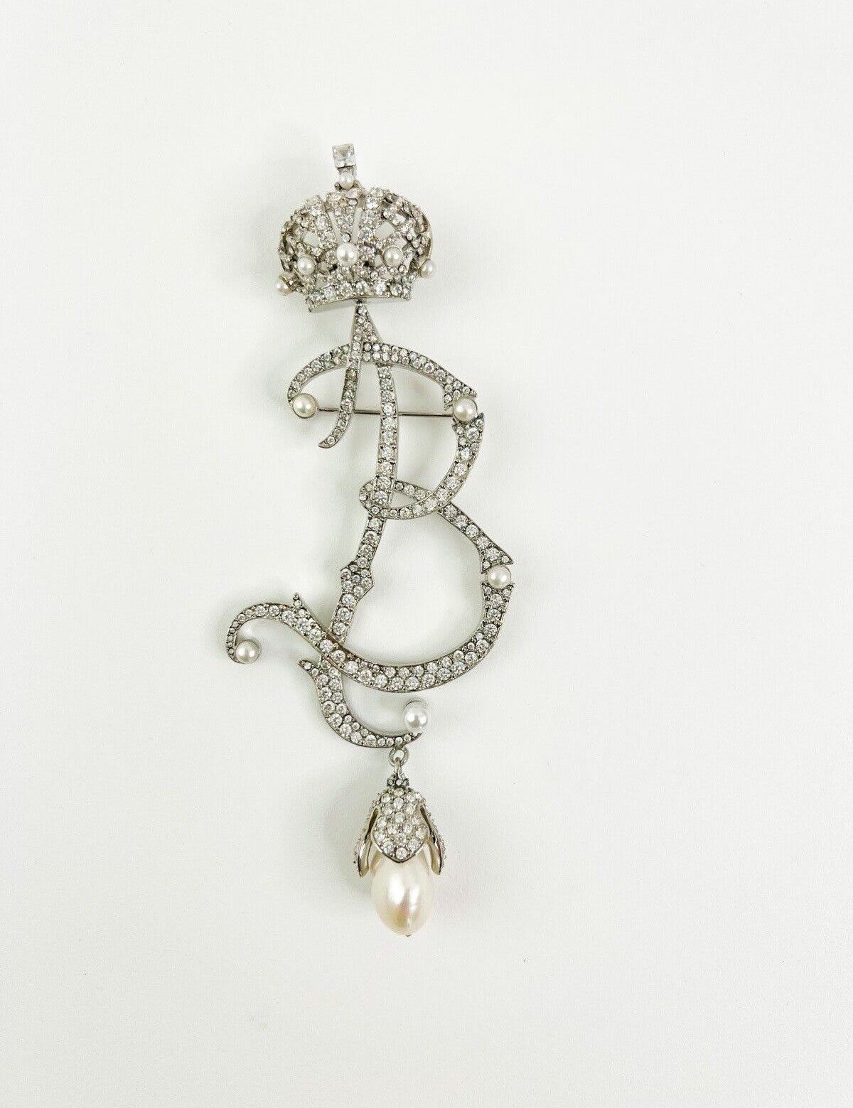 Vintage Balengiaga Brooch Pin, B Brooch Pin pearls, Bridal Jewelry, Balenciaga Palladium, Jewelry Brooch, Queen B ,Personalized Gifts