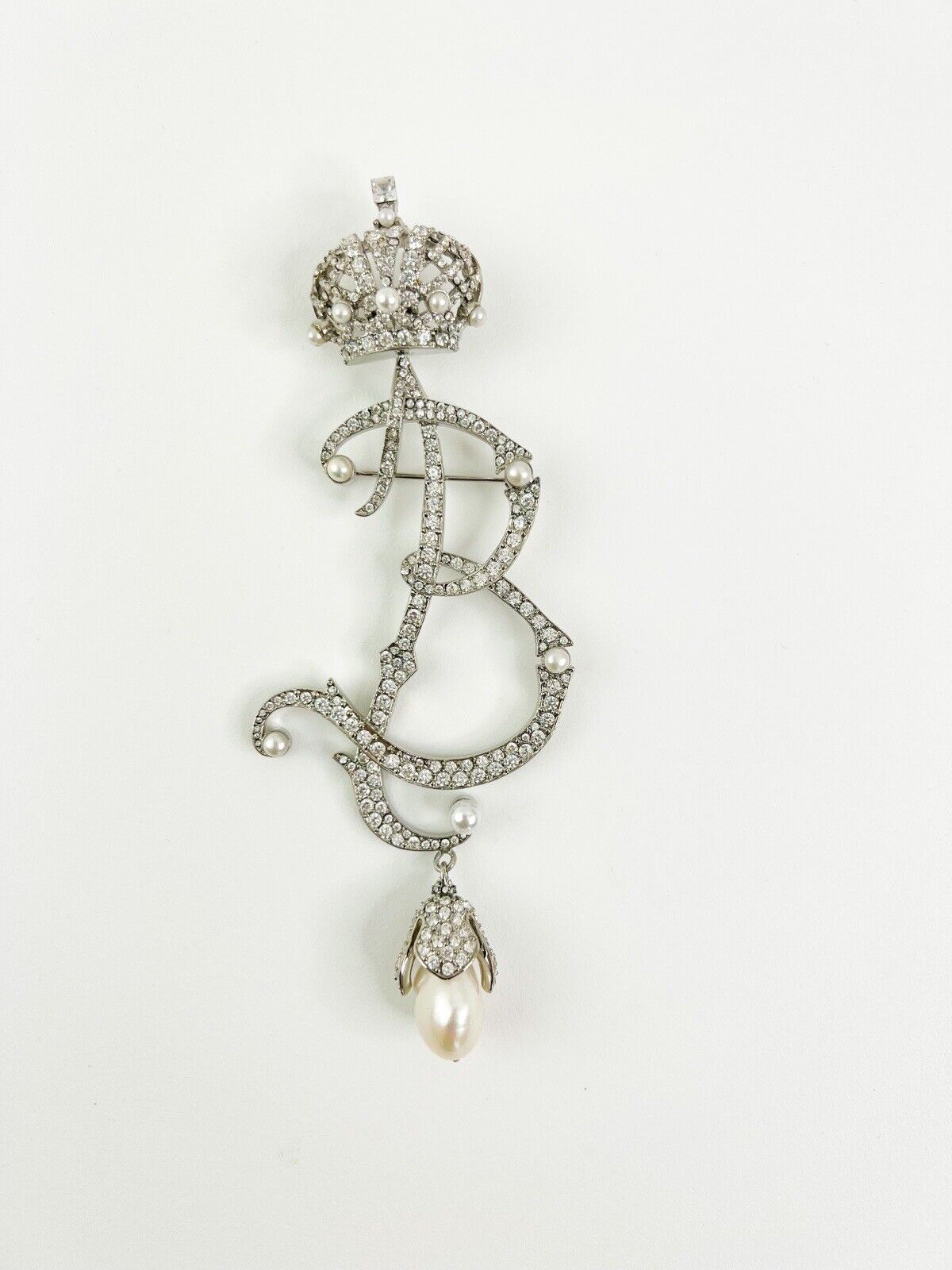 Vintage Balengiaga Brooch Pin, B Brooch Pin pearls, Bridal Jewelry, Balenciaga Palladium, Jewelry Brooch, Queen B ,Personalized Gifts