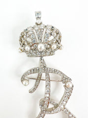 Vintage Balengiaga Brooch Pin, B Brooch Pin pearls, Bridal Jewelry, Balenciaga Palladium, Jewelry Brooch, Queen B ,Personalized Gifts