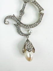Vintage Balengiaga Brooch Pin, B Brooch Pin pearls, Bridal Jewelry, Balenciaga Palladium, Jewelry Brooch, Queen B ,Personalized Gifts