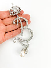 Vintage Balengiaga Brooch Pin, B Brooch Pin pearls, Bridal Jewelry, Balenciaga Palladium, Jewelry Brooch, Queen B ,Personalized Gifts