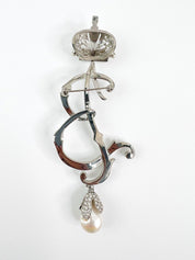 Vintage Balengiaga Brooch Pin, B Brooch Pin pearls, Bridal Jewelry, Balenciaga Palladium, Jewelry Brooch, Queen B ,Personalized Gifts