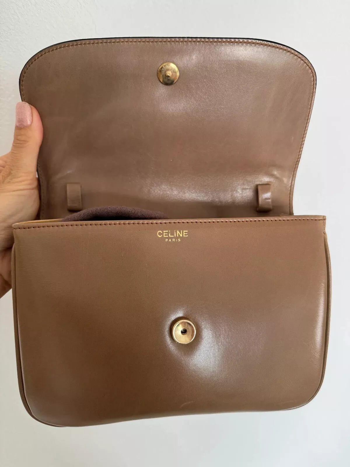 Vintage Celine bag triomphe Shoulder Bag Brown box Made in Italy Rare