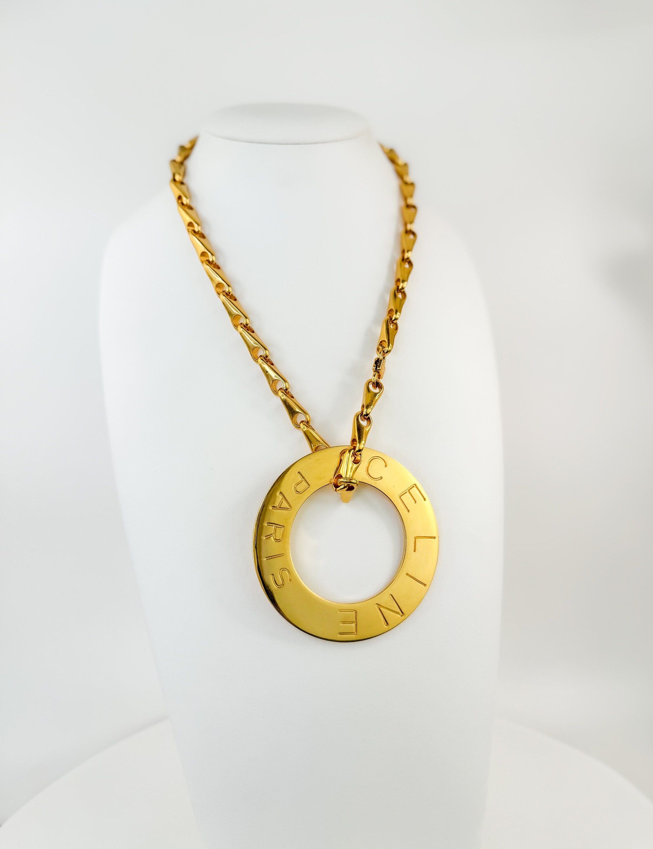Vintage Celine Necklace, Gold Necklace, Chain Necklace gold  , Necklace for men Logo Pendant, Made in Italy, Unisex Jewelry, Gift for him