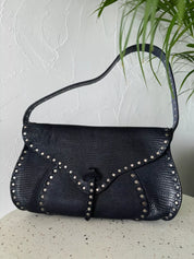 Celine Paris shoulder bag Poulbot lizard handbag blue studded Baguette, Vintage Bags for Women, Vintage Handbag, Bag Women