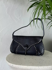 Celine Paris shoulder bag Poulbot lizard handbag blue studded Baguette, Vintage Bags for Women, Vintage Handbag, Bag Women