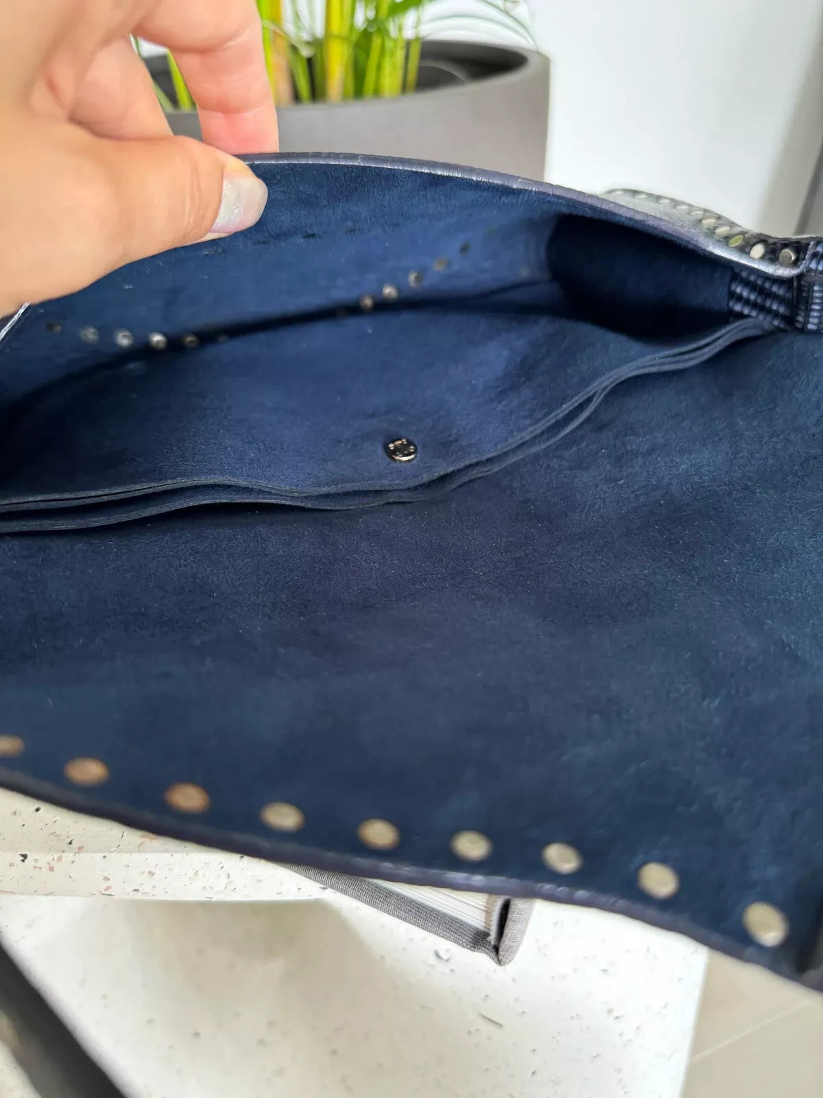 Celine Paris shoulder bag Poulbot lizard handbag blue studded Baguette, Vintage Bags for Women, Vintage Handbag, Bag Women